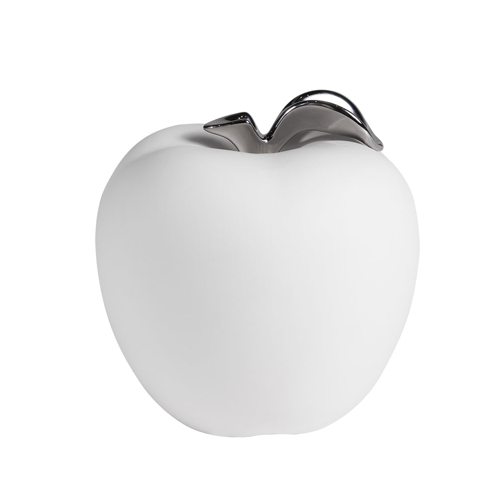 BKDM039 Figura Decorativa Manzana Blanca con Tallo Plata
