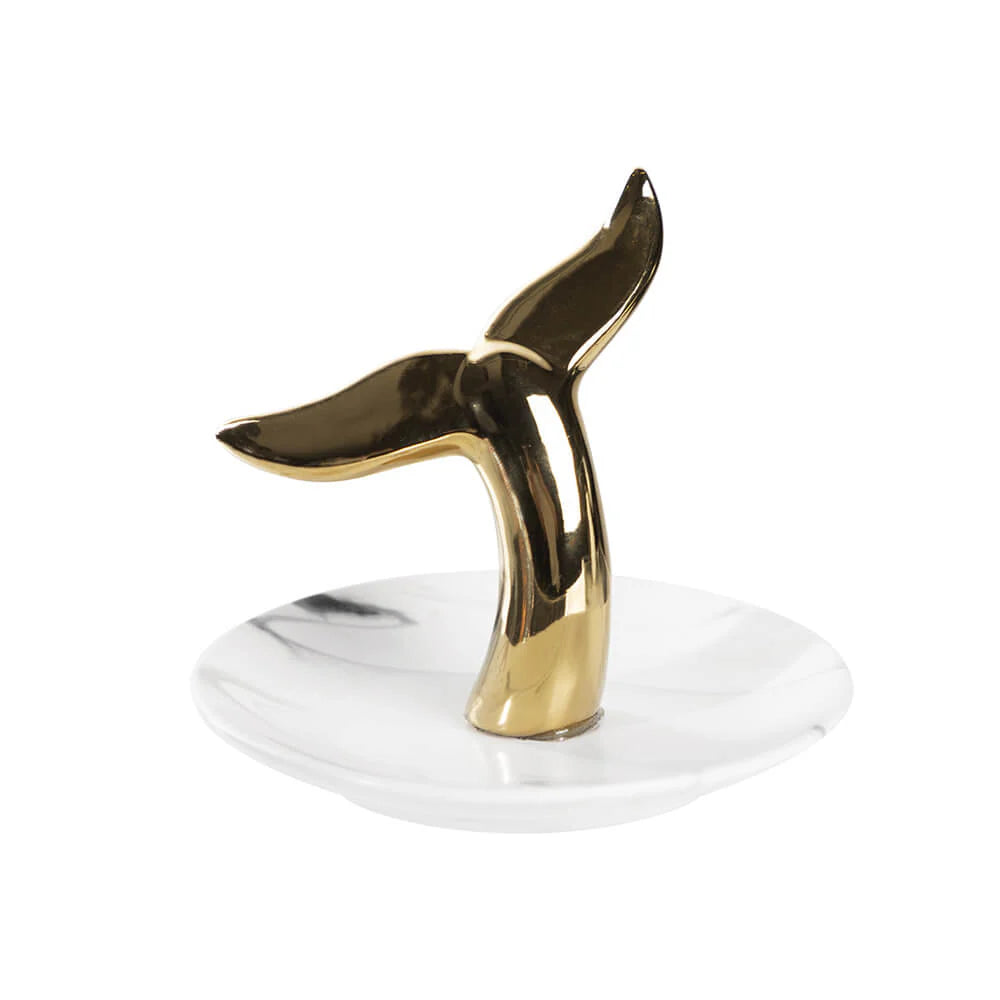 BKDM137 Figura Decorativa Sirena Dorado sobre Base Tipo Mármol