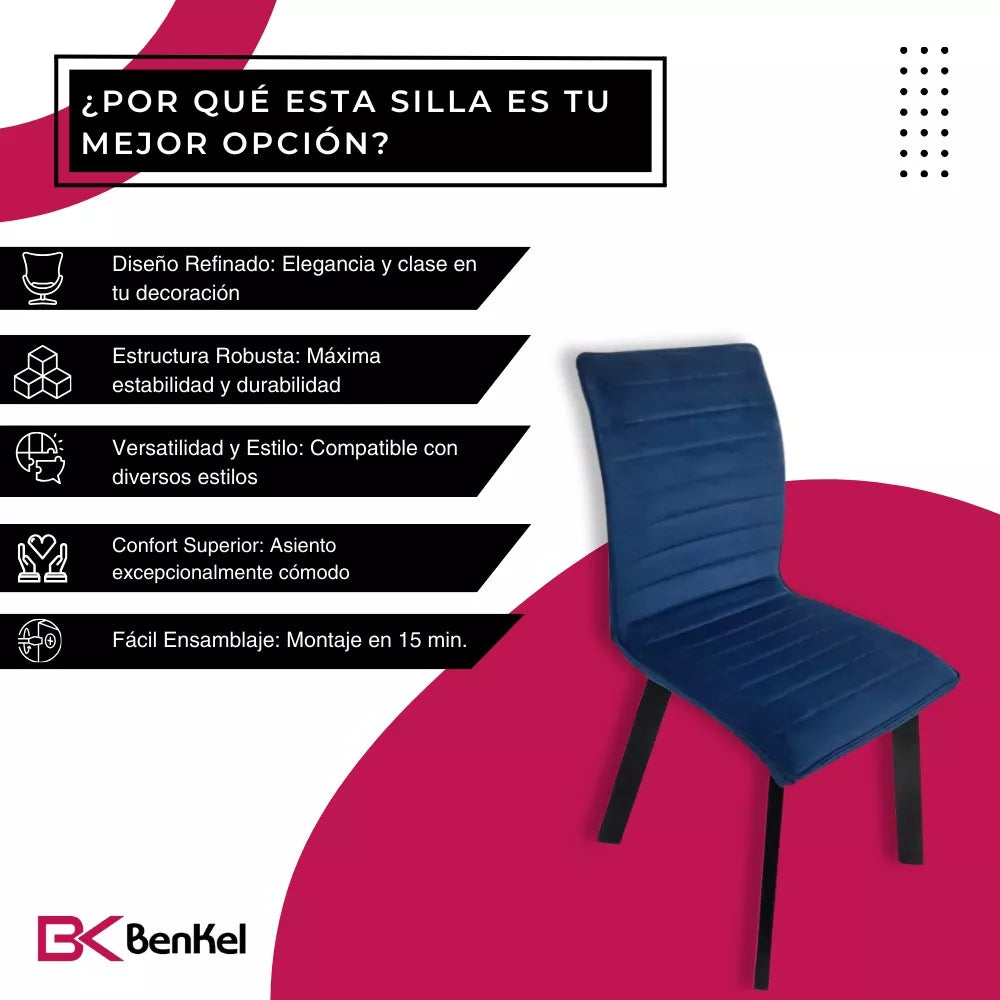 BKS-004 – Silla para Comedor con Patas Metálicas Negras