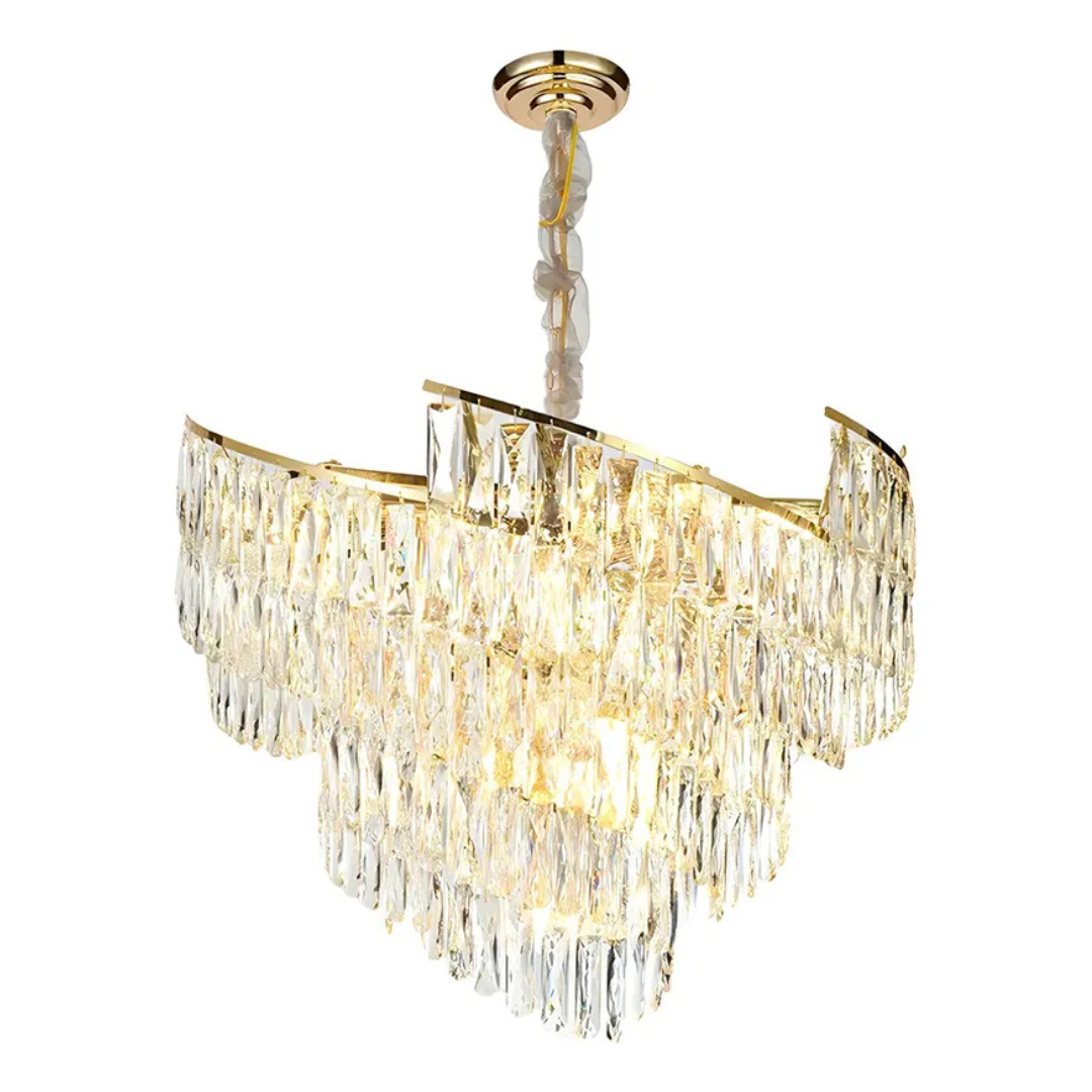 BKI009 – Lámpara Candil Espiral Gold de Cristal 60 cm, Diseño de Lujo