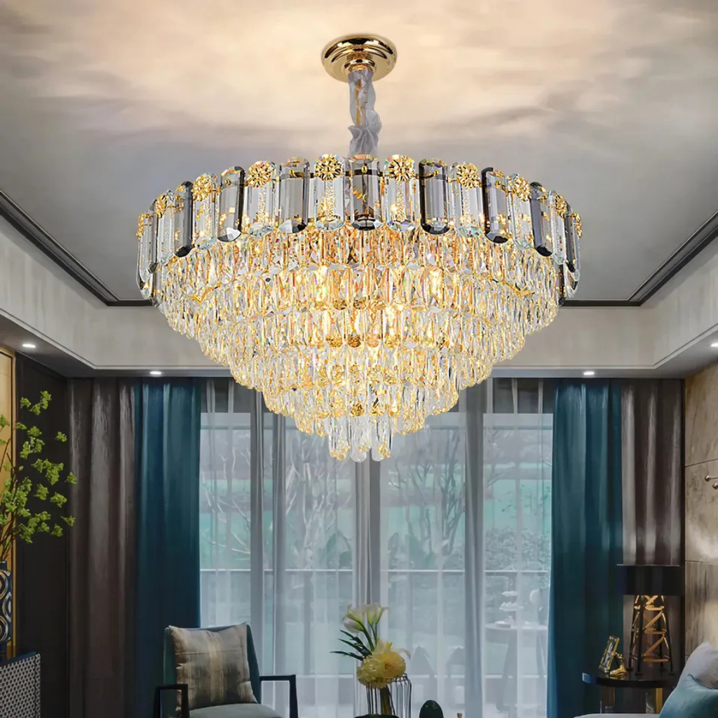 BKI010 – Candil de Techo Moderno Gold en Cristal 60 cm, Estilo Lujo
