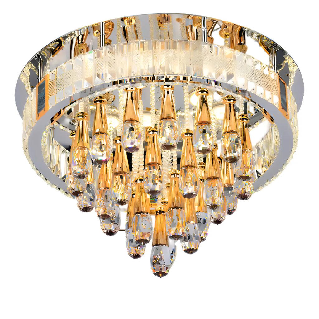 BKI012 – Candil de Techo Lujo Moderno Gold/Plata en Cristal 60 cm