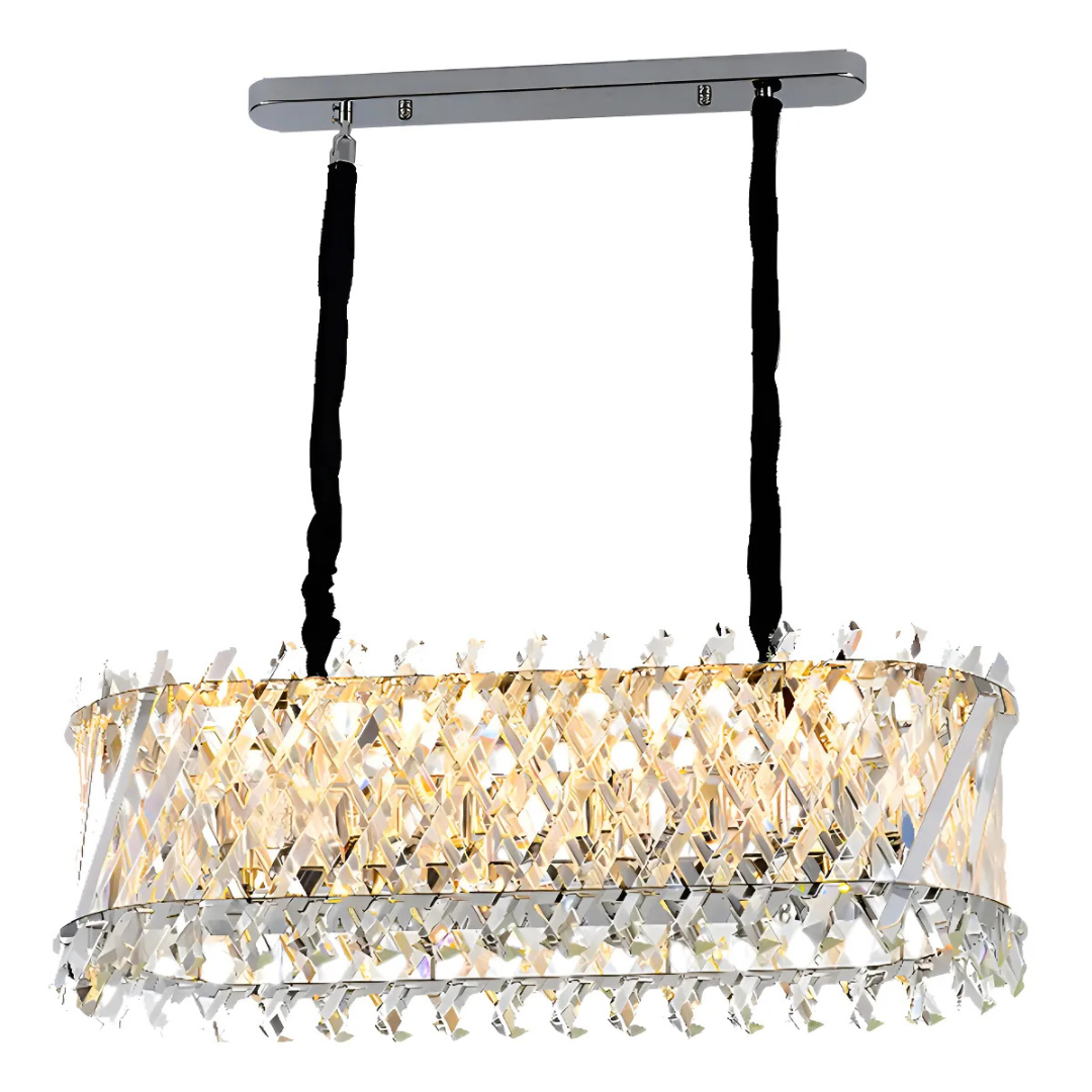 BKI013 – Lámpara Candil Oval Moderna de Cristal, Plateada