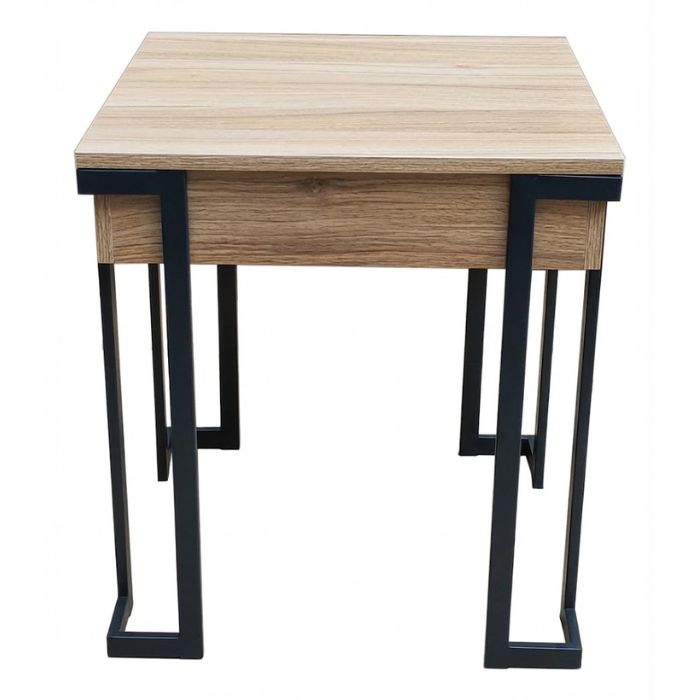 BKMJ-001-MA Set 3 Mesas de Centro Madera 120 cm Base Metálica
