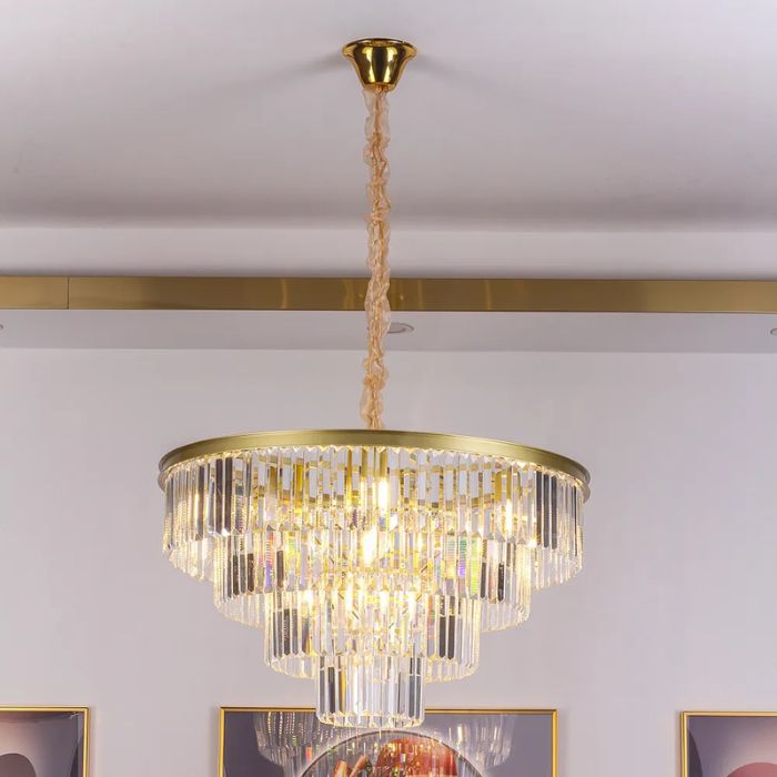 BKI025 – Lámpara Candil Gold de Lujo Moderna en Acabado Dorado con Cristal