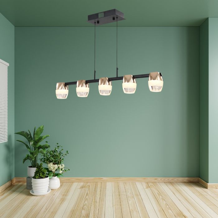 BKI035 – Lámpara Candil LED de Lujo Diseño Nórdico Moderno en Acabado Negro