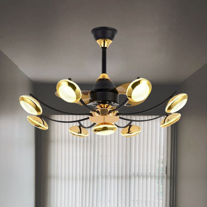 BKI038 – Ventilador Lámpara LED de Lujo Diseño Nórdico Moderno en Acabado Negro