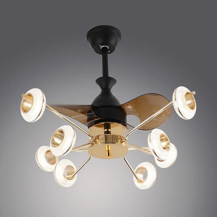 BKI043 – Ventilador Lámpara LED de Lujo Diseño Nórdico Moderno en Acabado Negro