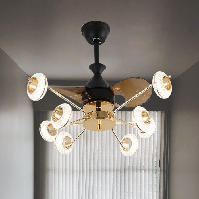 BKI043 – Ventilador Lámpara LED de Lujo Diseño Nórdico Moderno en Acabado Negro