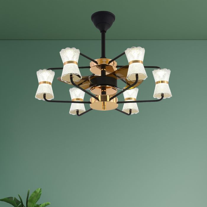 BKI047 – Ventilador Lámpara LED de Lujo Diseño Nórdico Moderno en Acabado Negro