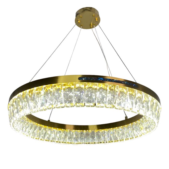 BKI051 – Lámpara Candil LED Circular Moderna de Lujo con Cristal y Aluminio