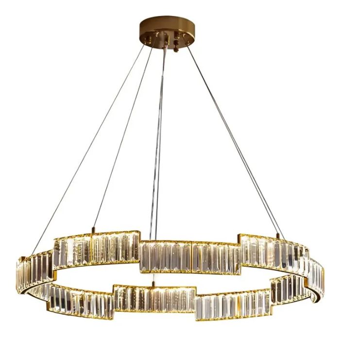 BKI052 – Lámpara Candil LED Moderna de Lujo en Acabado Dorado con Cristal K9