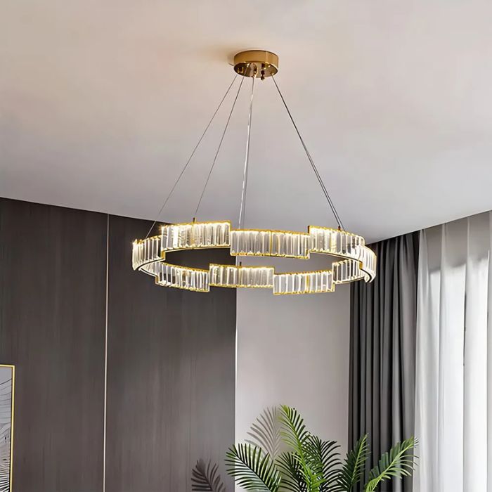 BKI052 – Lámpara Candil LED Moderna de Lujo en Acabado Dorado con Cristal K9