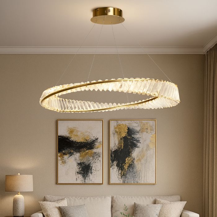 BKI054 – Lámpara Candil Gold Luxury LED Diseño Moderno con Cristal K9