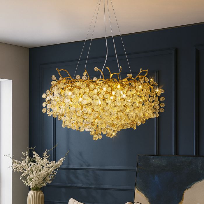 BKI063 – Lámpara Candil Gold de Lujo Moderno 60 cm con Cristal