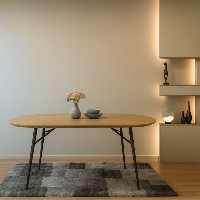 BKM-002 – Mesa de Comedor Rectangular Moderna con Esquinas Redondeadas