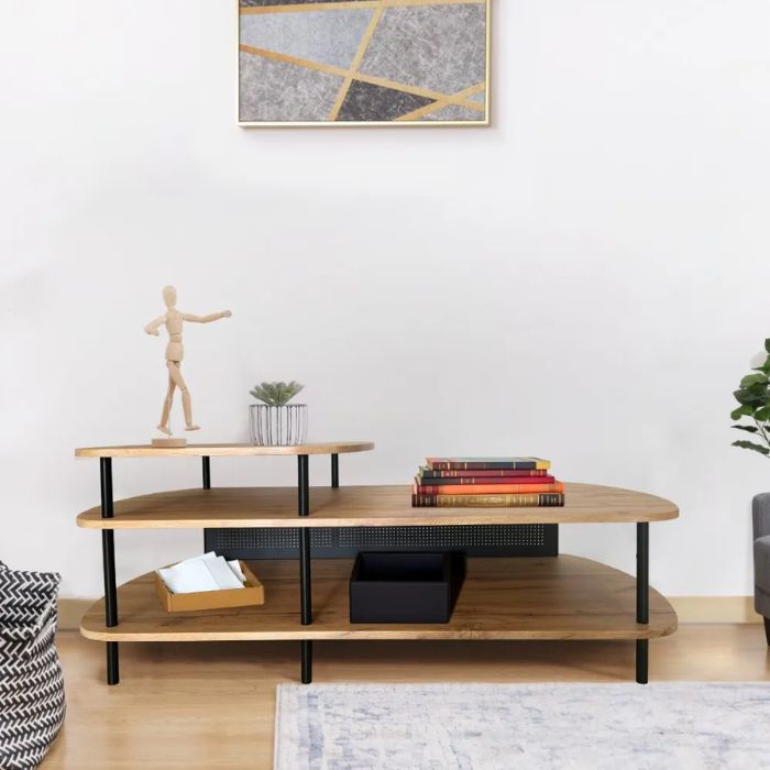 BKMC-001 Mesa de Centro y TV 120x60 cm Metal y MDF