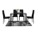 Comedor Con Mesa De Vidrio Templado En Color Negro BKM-001-NE+BKS-002