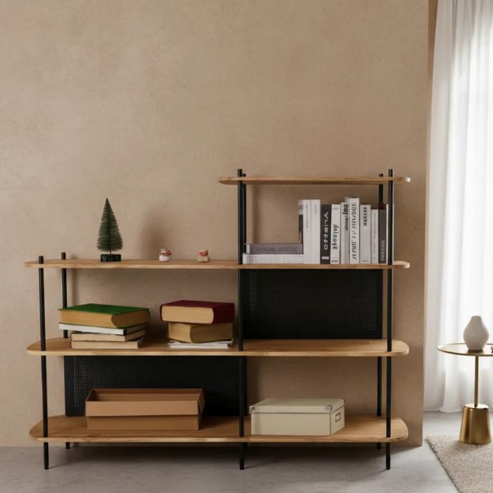 BKES-001 Librero Estante 4 Niveles 160 cm Metal y MDF