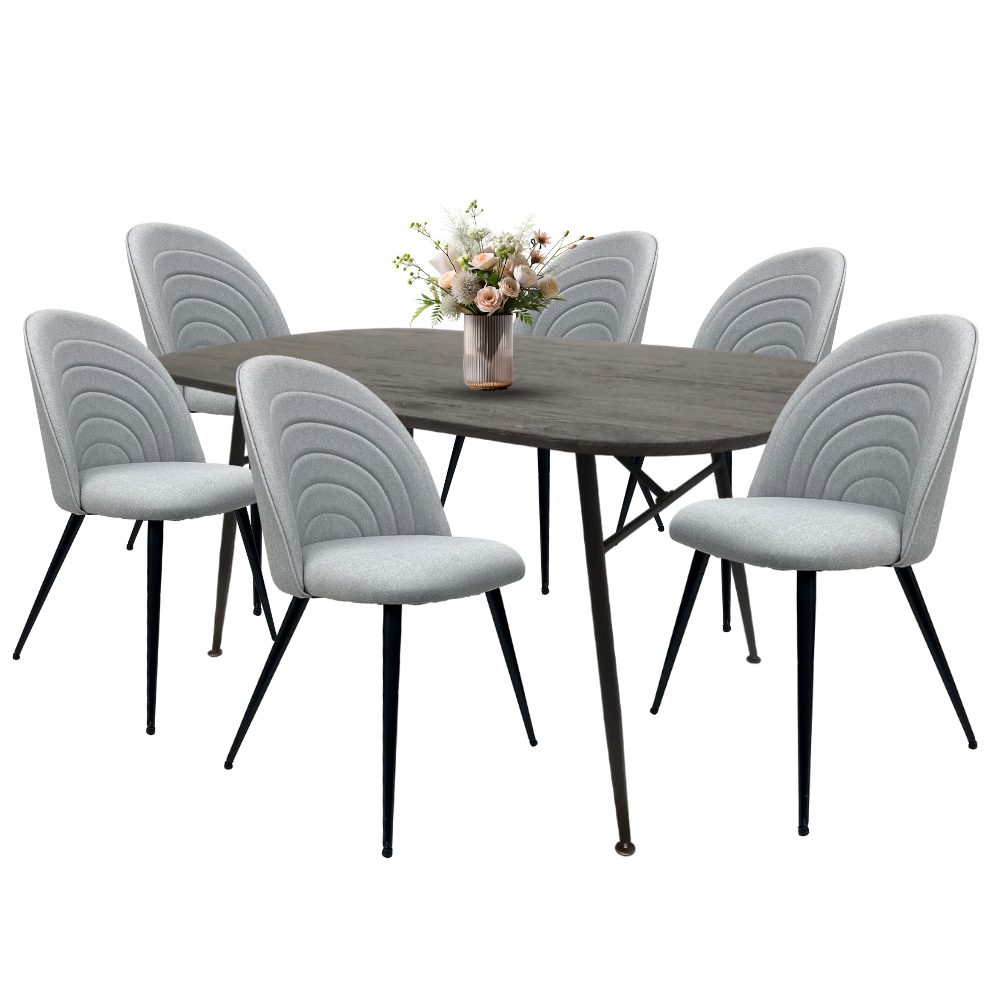 Comedor para 6 Personas BKM-002-NE + 6 Sillas Tela BKS-003