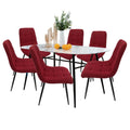 Comedor 6 Personas BKM-003 Tipo Mármol + 6 Sillas Tela BKS-005