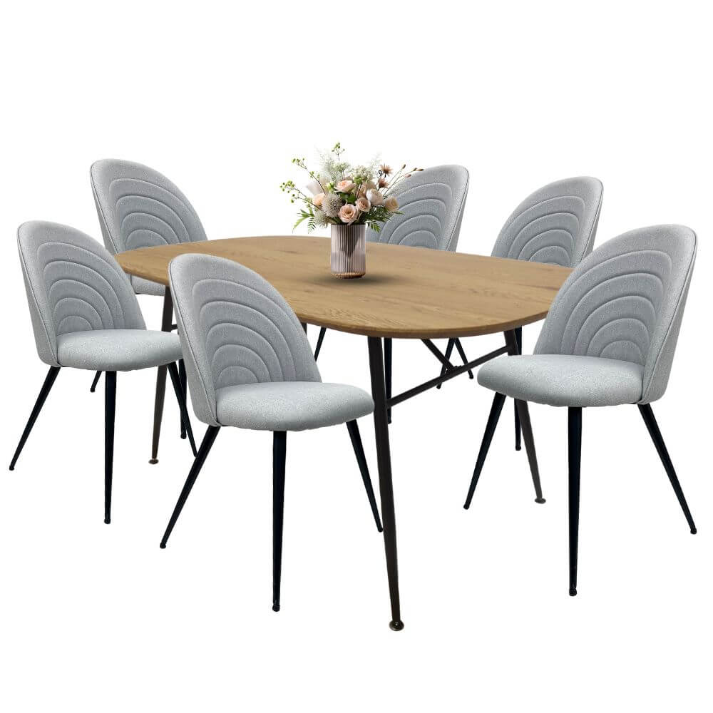 Comedor Para 6 Personas en Acabados Color Roble BKM-002-MA + BKS-003