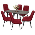 Comedor para 6 Personas BKM-002 Negro + 6 Sillas Tela BKS-005