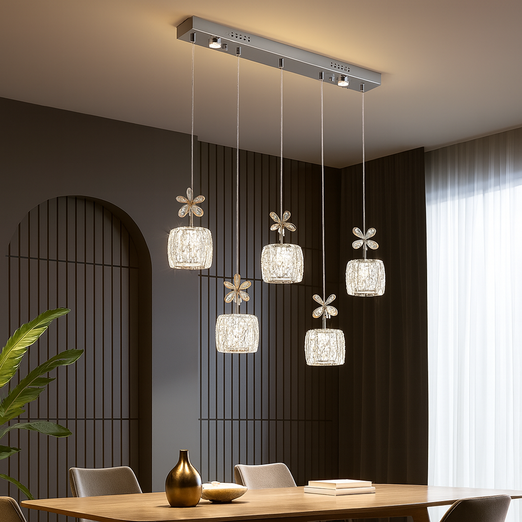 BKI005 – Lámpara de Techo Plata Rectangular LED de Lujo