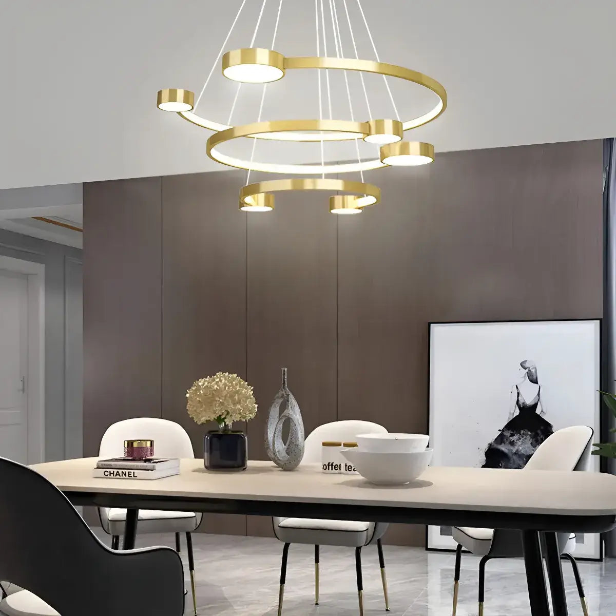 BKI019 – Lámpara Candil LED de Techo Moderna en Acabado Dorado con 3 Tonos de Luz