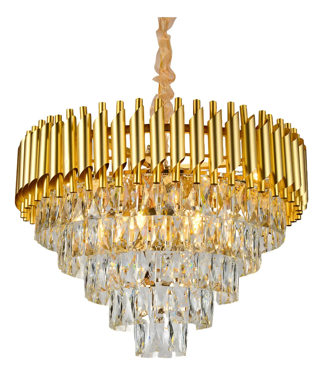 BKI002 – Candil Moderno Gold de Cristal 60 cm, Estilo Lujo