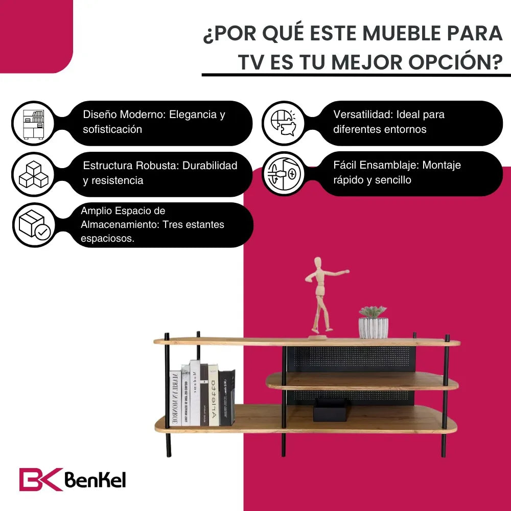 BKTV-001 Mueble para TV Estructura Metálica 140 cm