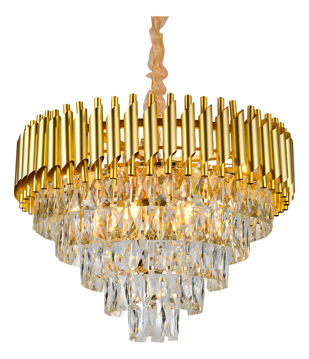 BKI003 – Candil Gold de Lujo Moderno en Cristal 80 cm, Color Dorado