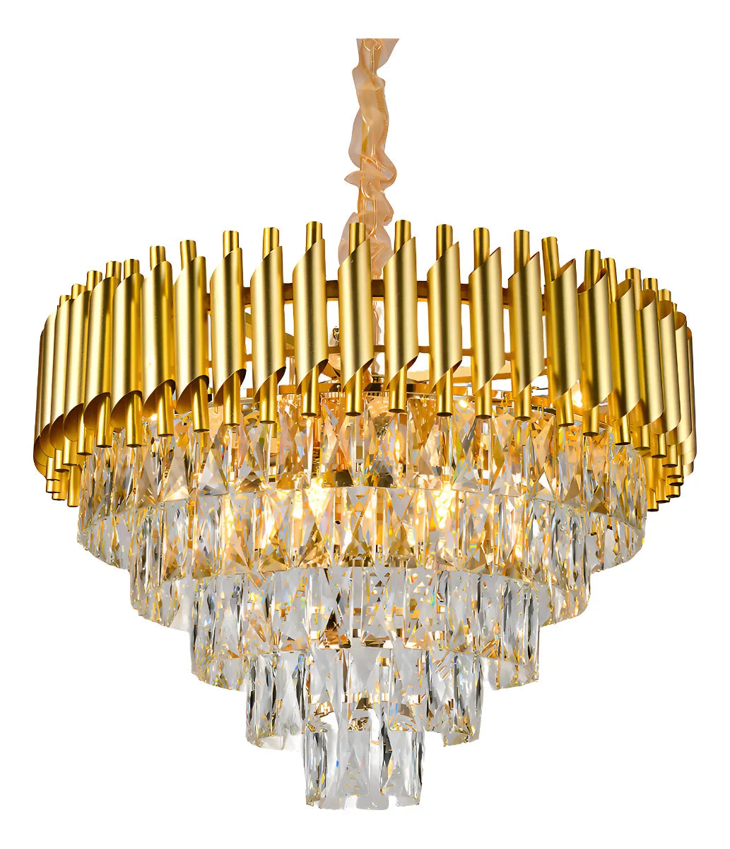 BKI003 – Candil Gold de Lujo Moderno en Cristal 80 cm, Color Dorado