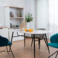 BKM-003-BL – Mesa de Comedor Ovalada con Vidrio Templado Mármol Blanco