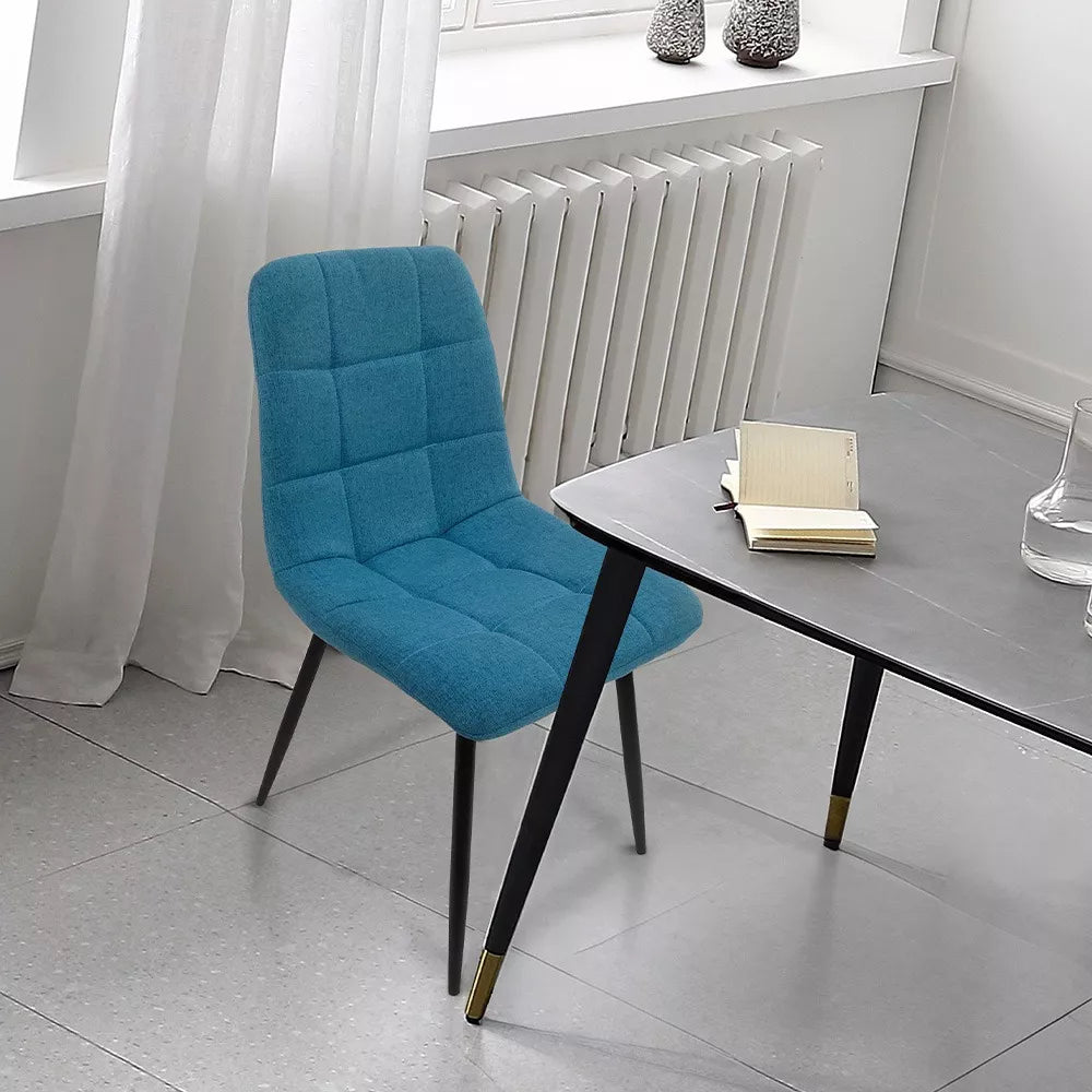 BKS-005 – Silla para Comedor en Tela Jaspeada Acolchada con Patas Negras