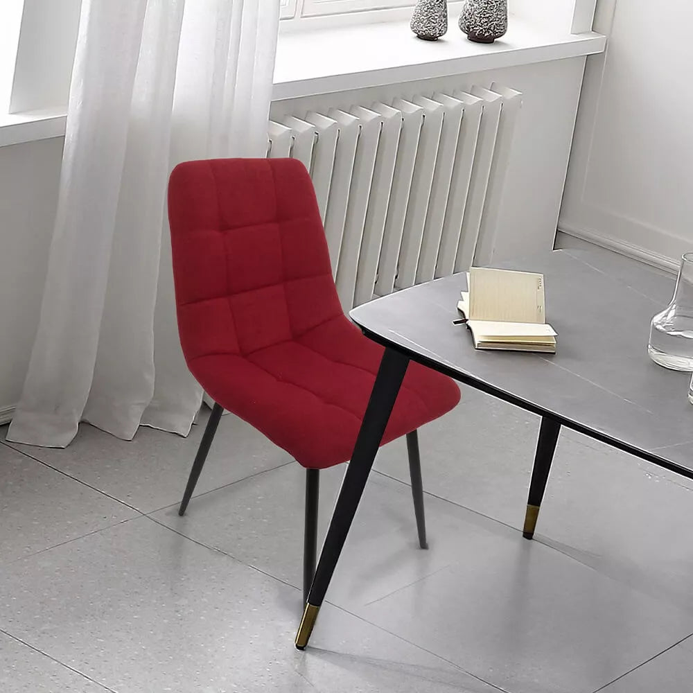 BKS-005 – Silla para Comedor en Tela Jaspeada Acolchada con Patas Negras