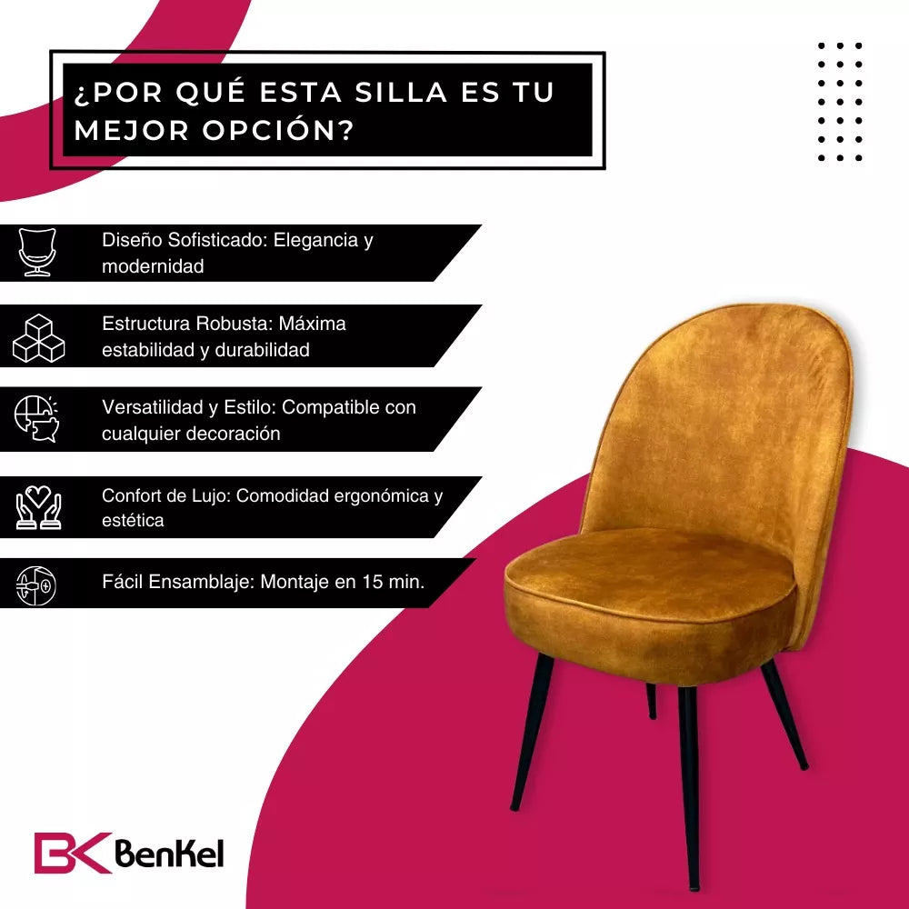 BKS-006 – Silla para Comedor en Acabados Tipo Terciopelo
